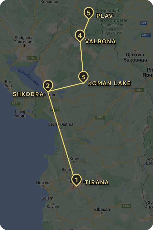 THE ALBANIAN ALPS TOUR MAP